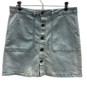 Lexi Button Front Perfect Fit Cotton Blend Stretch Denim Blue Jean Skirt 12